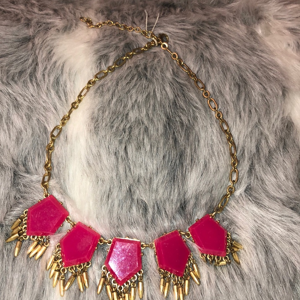 Pink & Gold Fringe Necklace
